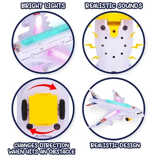 ArtCreativity Light-Up Airplane Toy with Bump & Go Action, Flashing LED Lights & Takeoff Sounds – Kids Airplane Toy with Moving Wheels – Fun Birthday Gift for Boys & Girls Ages 3-8 thumbnail 6
