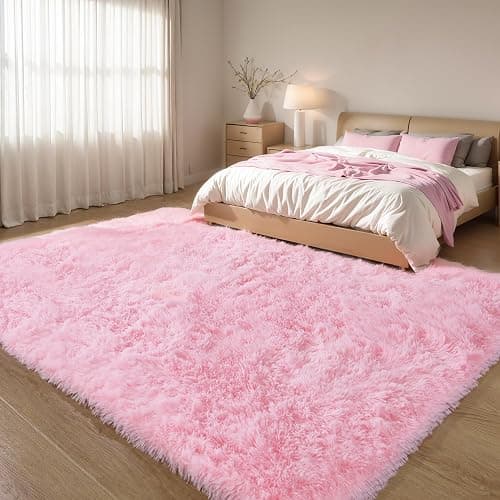 Pink Fluffy 4x6 Area Rugs for Bedroom Girls, Soft Washable Fuzzy Furry Shag Rug for Kids Room, Nursery, Dorm Decor, Cute Plush Carpet for Baby Toddler thumbnail 6