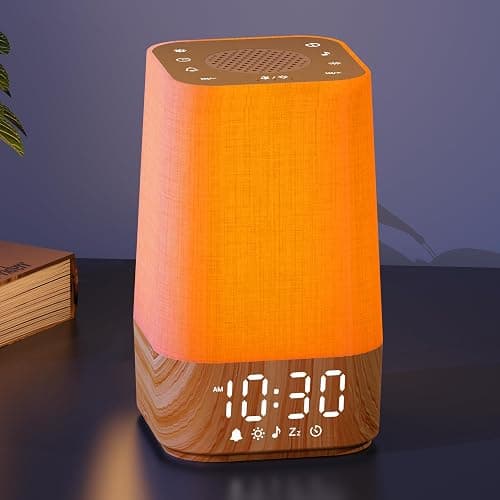 Sunrise Alarm Clock with Noise Machine: Digital Alarm Clock for Bedrooms, Nature Sounds for Gentle Wake Up, 30 Sleep Sounds, Adjustable Brightness & Volume, Timer - Wood Grain - Image 1