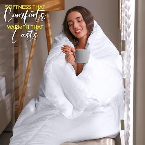 Utopia Bedding Queen Comforter Duvet Insert, Quilted Comforter with Corner Tabs, Box Stitched Down Alternative Comforters Queen Size 88 x 88 Inches (White) - Queen (Pack of 1) - White thumbnail 6