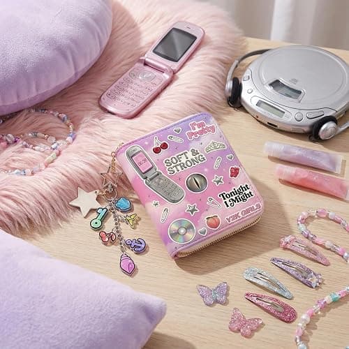 For Katseye Merch Small Zipper Wallet with Keychain, Y2K-Inspired Pop Graphic Coin Wallet with Tassel for Cards Cash & Coins thumbnail 2