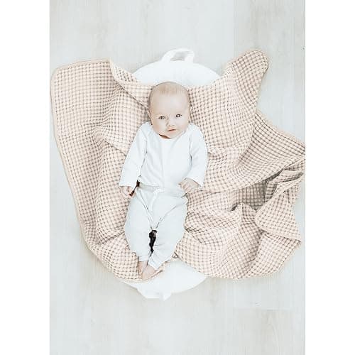 Konssy Waffle Baby Blanket - Soft & Cozy Nursery Swaddle Blanket, Lightweight Toddler Throw for Boys & Girls, Ideal for Wrapping (Oat) thumbnail 4