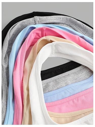 Milumia Girl's 6 Pack Sleeveless Halter Top Fitted Basic Tank Tops - 12 Years - Multicolor thumbnail 5