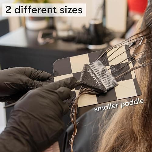 FRAMAR Checkered Balayage Board and Paddle Set - Long and Short Foil For Highlights, Highlighting Board, Hair Salon Supplies, For Enhanced Precision - 2 Pack - Cream and Black thumbnail 8