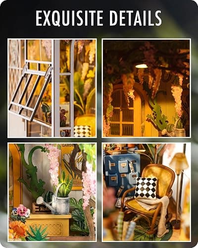 Rolife DIY Book Nook Kit Garden House, DIY Miniature Booknook Kit 3D Creative Decorative Bookend Bookshelf Insert 3D Puzzle for Adults, Halloween/Christmas Decorations/Gifts for Adults (Garden House) thumbnail 7