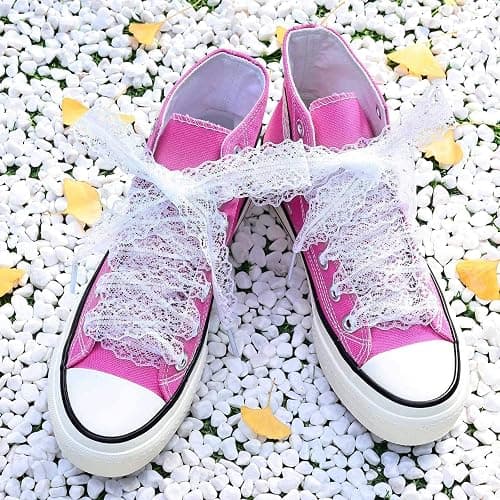 Olukssck 2 Pair Flat Laces Shoelaces, 3cm Fancy Ribbon Shoe Laces for Women | 14 colors, 4 sizes, fits for womens sneakers, athletic/sports/canvas/casual shoes, high tops thumbnail 3