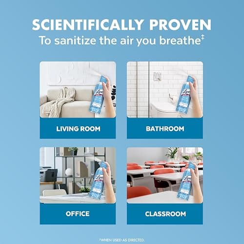 Lysol Air Sanitizer Spray with Bacterial Odor Eliminator for Home & Office, Sanitizing Air Spray, Air Freshener Alternative, Simple Fresh + Cotton Blossom + Lavender Sky, 10 oz (Pack of 3) thumbnail 5