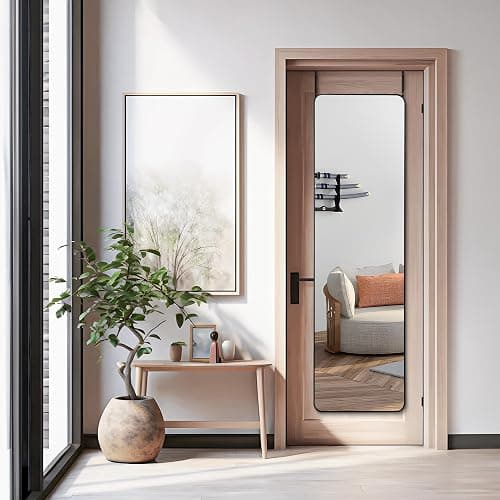 CIVENO Over The Door Mirror, 14" x 48" Full Length Mirror, Black Rectangular Door Hanging Mirror, Long Full Body Dressing Mirror with Hanging Bracket for Bedroom, Living Room, Dorm thumbnail 2