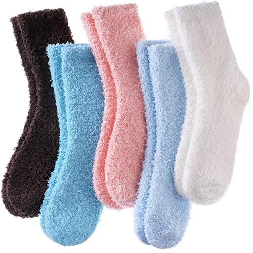 LINEMIN Womens Fuzzy Socks Cozy Fluffy Winter Warm Slipper Socks Microfiber Soft Home Sleeping Socks - Image 1