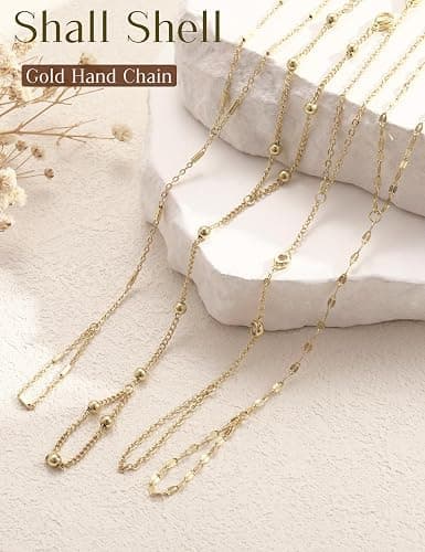 4 Pcs Gold Hand Chain Bracelets for Women, Dainty 14K Gold Plated Ring Bracelet Hand Chain, Stackable Beaded Cubic Zirconia Bracelet Stack Jewelry Gifts thumbnail 8