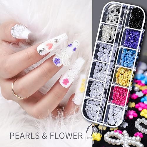 Teenitor Nail Charms Nail Art Kit with 15 Sheets Gold Nail Stickers, 6 Boxes of Nail Gems Nail Art Tools Nail Rhinestones for Nails, Nail Supplies 3D Nail Charms and Gems Nail Decals Nail Pearls thumbnail 6