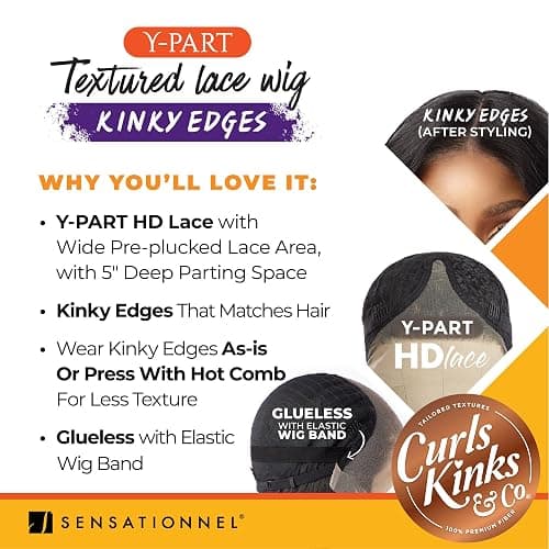 Sensationnel Curls Kinksandco Kinkyedges Wig - Kinky Roller Set 16 Inch Y Part Lace Natural Kinkytexture Edged Hairline for Natural 3C to 4C Hair Textures (BALAYAGEGOLD) thumbnail 7