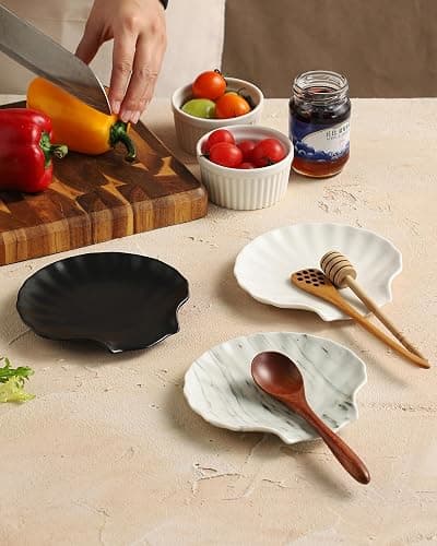 ABRUTY Spoon Rest for Stove Top, Ceramic Spoon Holder for Counter, Modern Farmhouse Decor Accessories for Spatula, Spoons or Tongs thumbnail 7