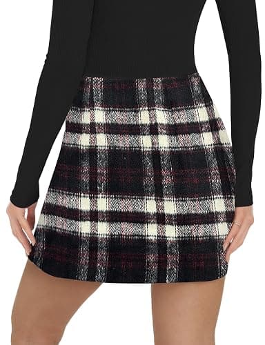 Plaid Skirts for Women, Pencil Mini Skirts for Women High Waist Bodycon Christmas Holiday Fall Winter Skirts 2025 Trendy thumbnail 3