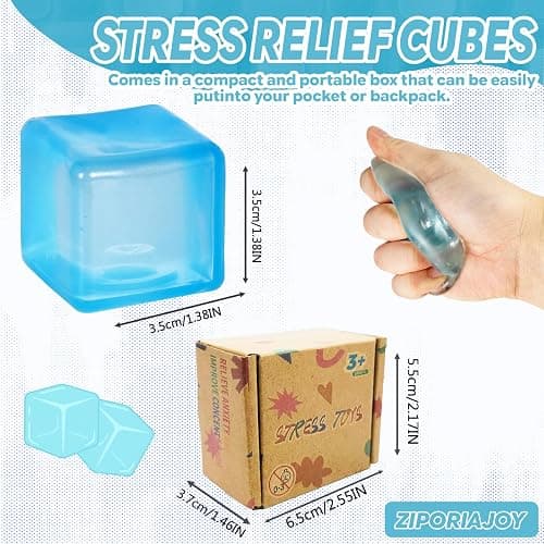 Ziporiajoy Durable Squishy Cube Squeeze Toys, Stress Cube Fidget Toy for Anxiety Relief, Not Easy to Fall Off Sensory Toys for Boys Girls Age 3+ (1 Pcs. 3.5cm PT Blue) thumbnail 2