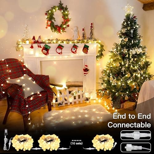 suddus String Lights for Bedroom, 33ft 100 Led Connectable Globe String Lights Indoor, Hanging Fairy Lights Plug in with Remote for Kids Room Dorm Classroom Outdoor Christmas Tree Decor, Warm White thumbnail 5