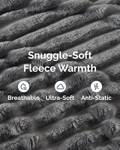 Super Soft Fleece Blanket Throw Size - Fleece Throw Blanket for Bed, Couch & Chair - Cozy, Warm & Breathable - All Season Fuzzy, Cute, Microplush Bedding for Women, Men and Teens - 50x60, Dark Grey thumbnail 4