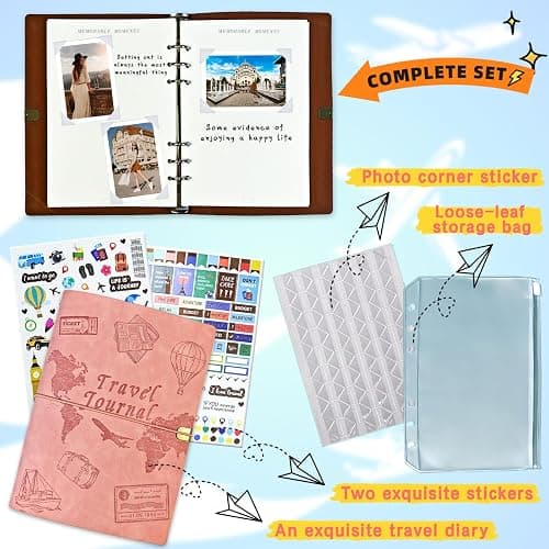 Tolivip Travel Journal for Women Men and Couples, Leather Travel Notebook with Prompts, Travel Memory Book & Adventure Book (Pink) thumbnail 6