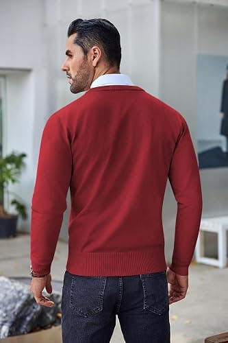 COOFANDY Men's Crew Neck Sweater Slim Fit Lightweight Sweatshirts Knitted Pullover for Casual Or Dressy Wear thumbnail 3