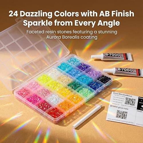 4500Pcs 5mm Rhinestones for Bedazzling, Bedazzler Kit with Rhinestones and Tools, Flatback Resin Jelly AB Colorful Rainbow Crystals Gems Set with Glue for Nail Art Crafting Clothes Crafts thumbnail 3