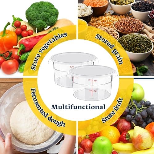 Ziliny 2 Pcs Dough Proofing Bucket with Lid, Round Food Storage Container 2 Qt Dough Bucket Clear Translucent Containers with Red Scale(White) thumbnail 6