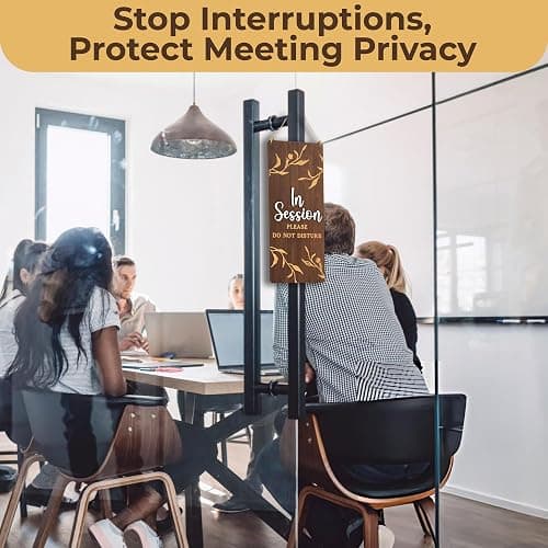 Woodamore In Session Door Sign for Therapists, Reversible Wood Office Sign | reversible hanging sign, do not disturb and welcome please knock, therapy, massage, office door thumbnail 6