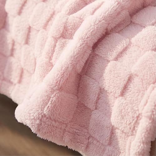 Bedsure GentleSoft Baby Pink Throw Blanket for Couch - Checkered Fleece Blankets Gifts for Women Girls, Cute Soft Cozy Throw for Bedroom Home Decor Gifts, 50x60 Inches thumbnail 6