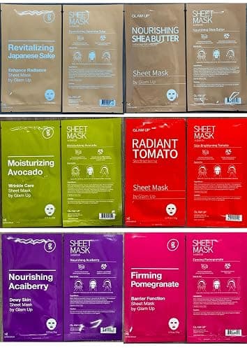 GLAM UP Korean Facial Sheet Mask 12 Combo Pack | Hydrating & Moisturizing Face Mask for Glass Skin | Soothing Korean Skincare for Sensitive, Dry Skin | Bulk Face Masks Gift Set for Home Spa thumbnail 9