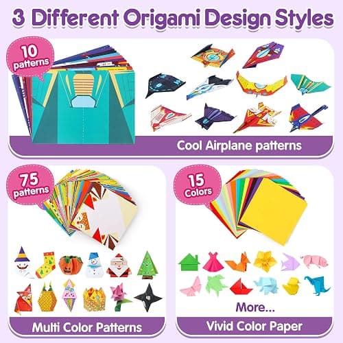 Mocoosy 320 Sheets Origami Kit for Kids 5-8 6-12, 85 Patterns Origami Paper with Video & Origami Book,Paper Art Craft Kit for Kids Activity Girls Gifts, Travel Game Toy for 5-12 Year Old Girl Boy Gift thumbnail 5