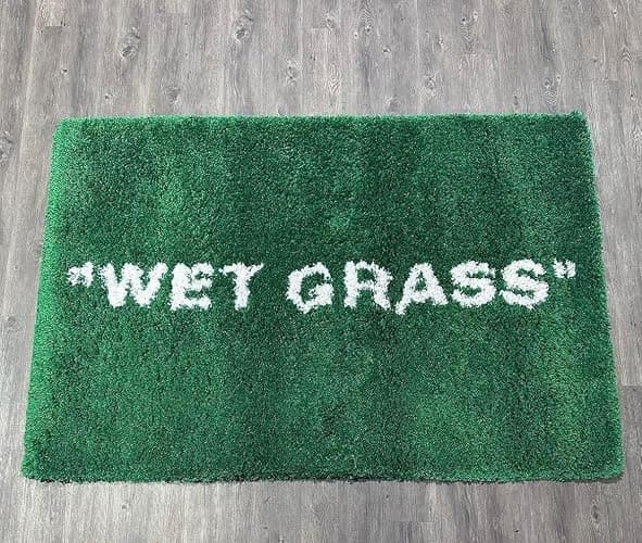 LUXAPE Wet Grass Rug - Tufted Hypebeast Decor - Handmade & Premium - 32 * 20in (80 * 50cm) - Hypebeast Room Decor - Off White Rug - Aesthetic Bape bathmat - Luxape Hypebeast thumbnail 3