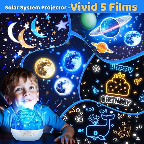 Solar System for Kids Projector Night Light, 360°Rotating+5 Films Planet Space Projector for Bedroom, Bright Night Light for Boys Room, Space Toys for Kids 3-5, Solar System Planet Toys for Boy Gifts thumbnail 2