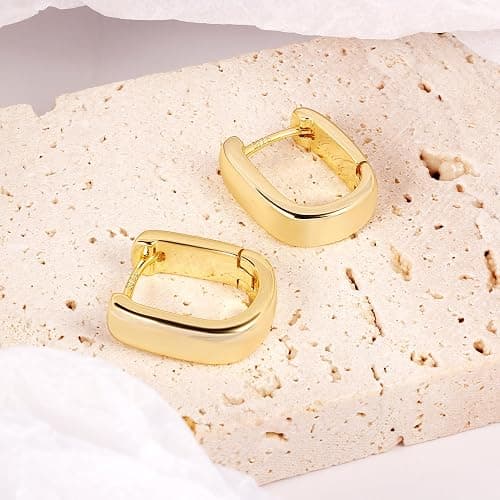 925 Sterling Silver Earrings Small Chunky Silver Earrings for Women Trendy Small Hoop Earrings Silver Hypoallergenic Earrings Small Thick Huggie Hoops Earrings for Jewelry Gifts thumbnail 2