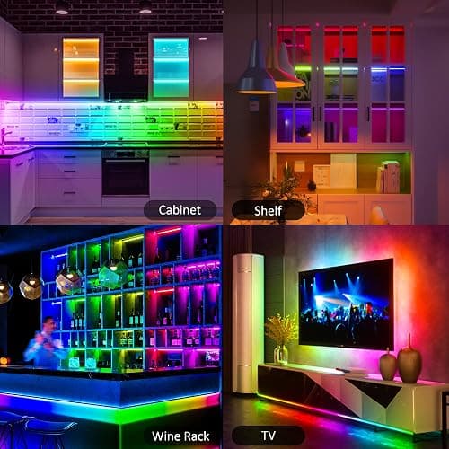 Benreom 6 Pcs RGB Under Cabinet Lights Kit, Smart App and Remote Control Under Cabinet Lighting, Dimmable Under Counter Lights for Kitchen, Plug in LED Lights Bar for Cabinet, Counter, Workbench, Desk thumbnail 7