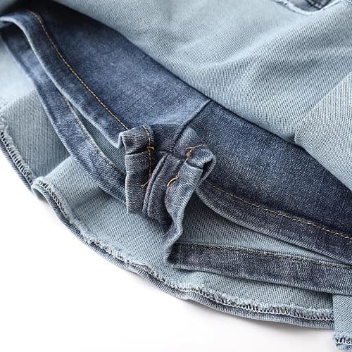 Flofallzique Little Girl's Denim Skirts Mini Flared Pleated Toddler Jean Skorts with Shorts Underneath thumbnail 5