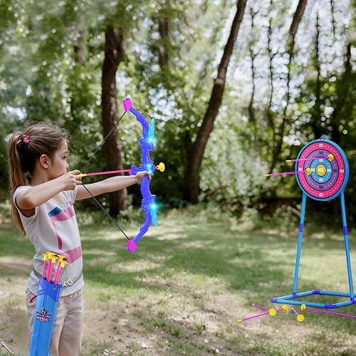Kids Bow and Arrow Toy, Angel Light Up Archery Set W/ 10 Suction Cup Arrows, Targets & Quiver, Outdoor/Indoor Games for Kids Ages 4-7 8-12, Birthday Gifts for 4 5 6 7 8 9 10 11 12 Year Old Boys Girls thumbnail 5