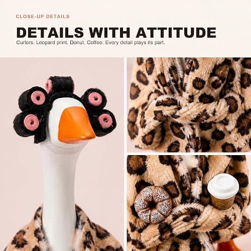 DWHSTGUU Desk Goose Outfit Fall for 7 Inch Magnetic Goose, Mini Goose Statue Clothes for Office Table Decoration (Leopard) thumbnail 2