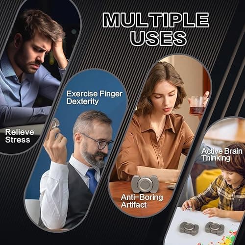 3-in-1 Fidget Toys Adults: Spinner, Slider, Clicker – Magnetic Stainless Steel Bearings for Super-Stable Rotation – Stress Relief, Enhanced Focus, and Habit Breaking, Christmas Party Favor Kid, Silver thumbnail 4