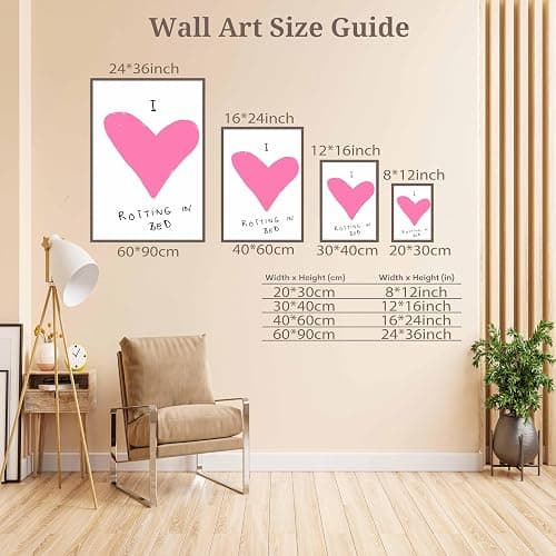 Trendy I Love Rotting In Bed Posters Pink Heart Quotes Illustration Canvas Wall Art Modern Preppy Minimalist Aesthetic Prints Painting For Home Bedroom Dorm Wall Decor 8x12in Unframed thumbnail 7