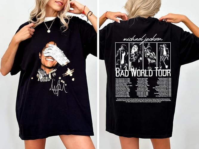 Vintage Music Legend Graphic T-Shirt, Comfort Color Retro Pop Icon Inspired Tee, Front & Back Concert Style Shirt, Classic Performer Fan Gift Multicolor thumbnail 2