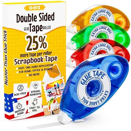 D-NYX Double Sided Tape Scrapbook Tape Roller, Adhesive Glue Runner, Scrapbooking Journaling Supplies, Must Have Glue Tape Roller for Paper Art & Craft Card Making Gift Wrapping Office School Home - Image 1