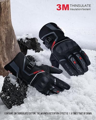 RIDEIRON Winter Motorcycle Gloves for Men & Women Waterproof Warm Cold Weather Riding Gloves with Touchscreen for ATV UTV Riding, Road Racing, Snowmobile, Motocross thumbnail 5