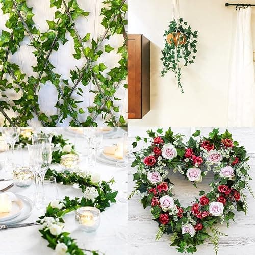 JPSOR 24pcs Fake Leaves Artificial Ivy Garland Greenery Vines for Bedroom Decor Aesthetic Silk Ivy Vines for Room Wall Home Decoration thumbnail 5