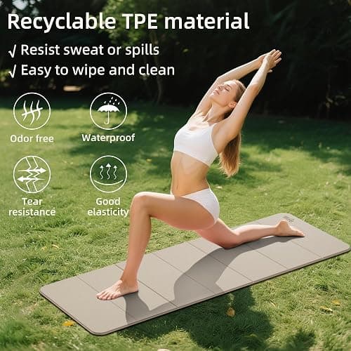 1/2 Inch Extra Thick Yoga Mat Pilates Equipment, 69"x24" Odorless Workout Mats for Home Gym, Non-slip Exercise Mats for Women Men Home Workout, Foldable Yoga Mats for Travel Camping Sleeping thumbnail 6