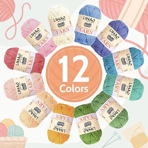 LIHAO Crochet Yarn Set, 4ply Acrylic Yarns for Crocheting, Knitting Yarn Balls for Beginners Adults Kids Crafts - 12 x 15g thumbnail 4