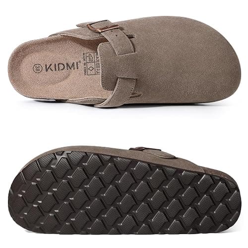 KIDMI Genuine Suede Clogs for Women Cork Footbed Sandals Leather Mules Potato Shoes with Arch Support thumbnail 3
