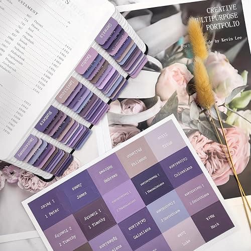 ZIEYOMI- Bible Tabs, Bible Journaling Supplies, Large Print Bible Tabs for Women and Men, 66 Bible Index Tabs Old and New Testament, Bible Accessories, Include 14 Blank Bible Book Study Tabs - Purple - Purple thumbnail 2