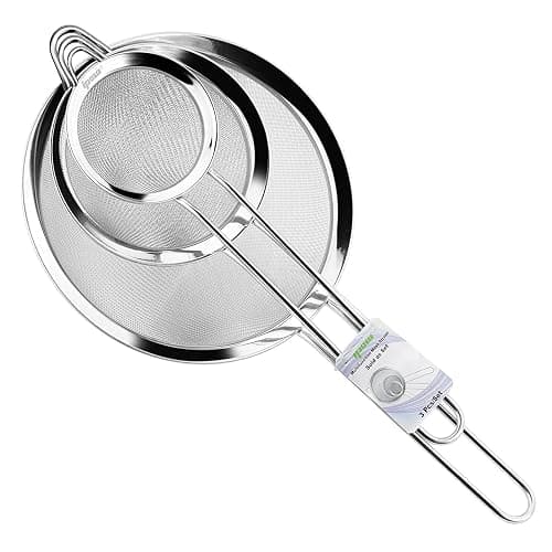 ipow Edelstahl Sieb Küchensieb Set 7/12 / 18cm, feinmaschig Kochsieb für Küche Mehl Quinoa Reis Nudeln Puderzucker und Mehr - mit Verstärktem Griff geschaffen - Image 1
