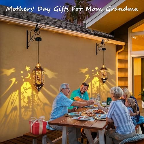 Go2garden 12.4" Outdoor Solar Lanterns Waterproof Garden Gifts Women, Moon Fairy Statue Solar Haning Lights for Patio, Yard Decorations, Mothers Day Gifts for Mom, Grandma(2Pack, Red Copper) - Red Copper thumbnail 3
