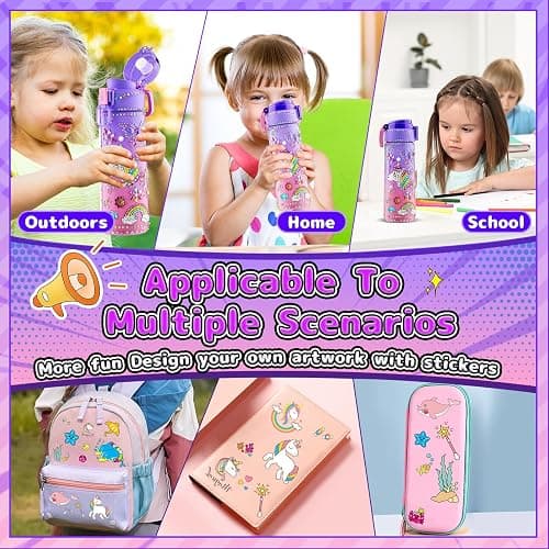 Decorate Your Own Water Bottle Kits for Girls Age 4-12, Unicorn Toys for Girls Age 4-6 Painting Crafts Kit, Clay Beads Bracelet Making Kit, Birthday Gifts Toys for Ages 6-12 (Unicorn) thumbnail 9