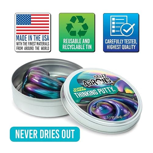 Crazy Aaron's Thinking Putty - Super Scarab - Multi-Color Sensory Putty for Kids and Grown ups in a 4" Tin - Creative and Endless Fun, Stress Relief Therapy Toys, Never Dries Out - Made in USA thumbnail 7
